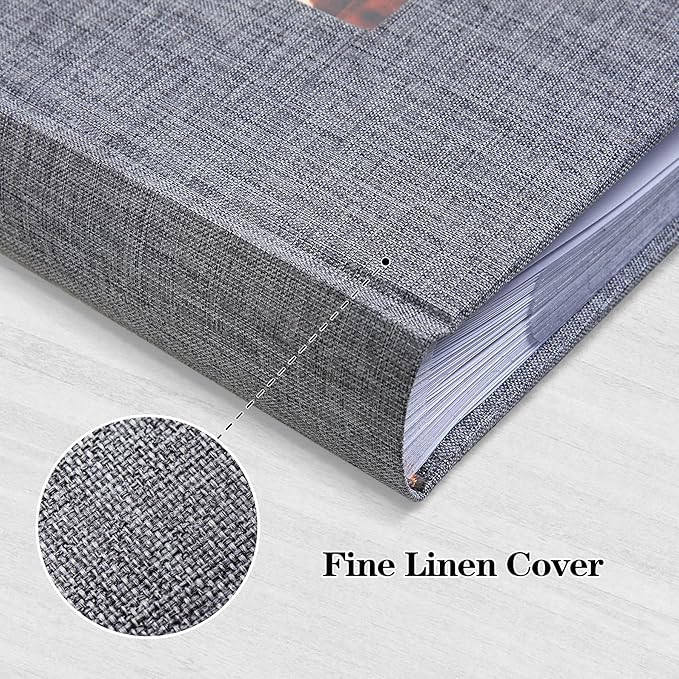 Mublalbum Photo Album 4x6 300 Photos Linen Cover with Memo Areas Photobook Pictures Book for Wedding Family Baby and Vacation (Gray)