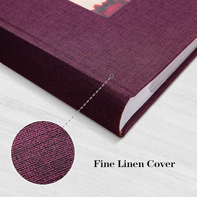 Mublalbum Photo Album 4x6 200 Photos Linen Cover with Memo Areas Photobook Pictures Book for Wedding Family Baby and Vacation (Purple)