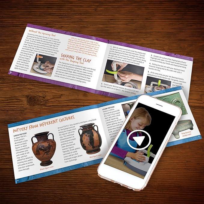 NATIONAL GEOGRAPHIC Deluxe Pottery Wheel Kit – Complete Starter Pottery Set, Plug-In Motor, 3 lbs. Air Dry Clay, Gemstone Chips, Sculpting Tools, Patented Arm Tool, Paints & More, Great Kids Craft Kit