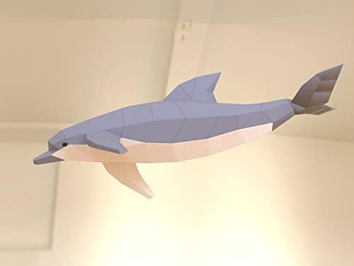 Dolphin Paper Sculpture,Pre-cut DIY Papercraft Kit,Handmade Sea Animal Figurine, Color,Low Poly Home Decor,All Accessories Included - Image 4