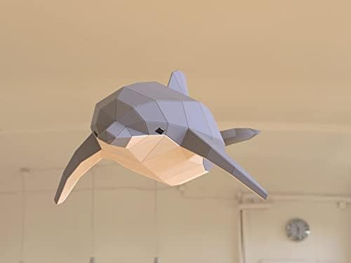 Dolphin Paper Sculpture,Pre-cut DIY Papercraft Kit,Handmade Sea Animal Figurine, Color,Low Poly Home Decor,All Accessories Included - Image 2