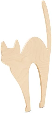 Spooky Cat Wooden Cutout 12 x 8 Inches, 1 Unfinished Birch Wood Animal Cutout for Halloween Decor and DIY Crafts, by Woodpeckers - Image 2