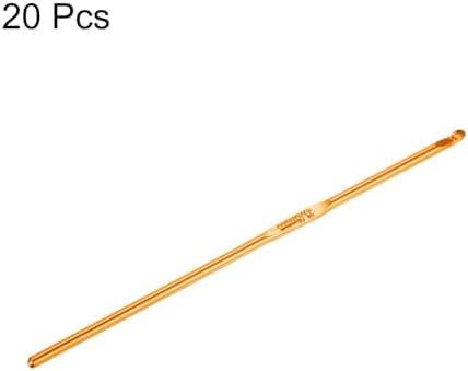 uxcell 20Pcs Aluminum Crochet Hook 3.5mm US Size E (Size 4) Knitting Needles for DIY Craft Yarn Gold Tone - Image 3