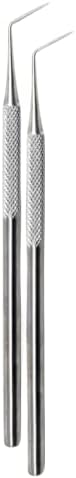 Clay Needle Tool 2Pcs Stainless Steel Professional Pin Needle Detail Tool for Ceramic Polymer Clay Sculpture Modeling to Make Intricate Design Detailing (Angled) by IMED+SCIENTIFIC