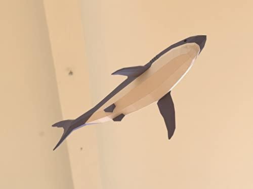Shark Paper Sculpture,Pre-Cut DIY Papercraft Kit,Handmade Sea Animal Figurine, Color,Low Poly Home Decor,All Accessories Included - Image 2