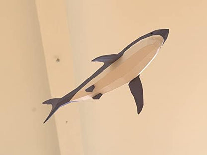 Shark Paper Sculpture,Pre-Cut DIY Papercraft Kit,Handmade Sea Animal Figurine, Color,Low Poly Home Decor,All Accessories Included - Image 2