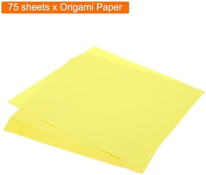 MECCANIXITY 75 Sheet Origami Paper Double Sided 8x8" Fluorescent Yellow - Image 3