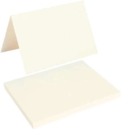50 Pack Blank Folded Cardstock Cards, Cream Color, 3x5 by Toperd