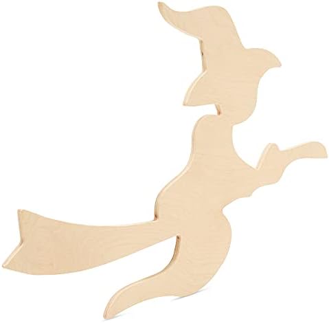 Witch on Broom Wooden Cutout 12 x 18 Inches, 6 Unfinished Birch Wood Cutouts for Halloween Decor and DIY Crafts, by Woodpeckers - Image 2