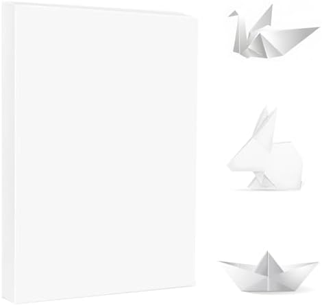 A4 Origami Paper White 100 Sheets, 8.27×11.7 inch Double Sided Color Easy Fold Big Origami Paper A4 Colored Copy Papers Thin 70gsm for Beginners, DIY handwork Art and Craft Projects (210 x 297 mm) by Pyrisuu