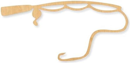Fishing Pole Wood Cutout Craft Blank, Unfinished Baltic Birch DIY Shape for Crafts and Decor - 4 Inch, 1/4 Inch Thick by Unknown