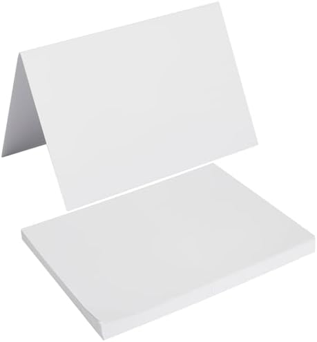 50 Pack Small Blank Folded Cardstock Business Cards, White, 2x3.5 by Toperd