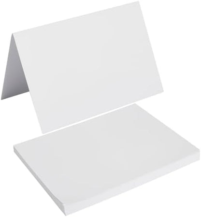50 Pack Small Blank Folded Cardstock Business Cards, White, 2x3.5 by Toperd