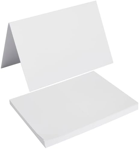 50 Pack Blank Folded Cardstock Cards, White, 4x6 by Toperd