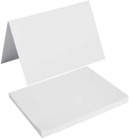 50 Pack Blank Folded Cardstock Cards, White, 4x6 by Toperd