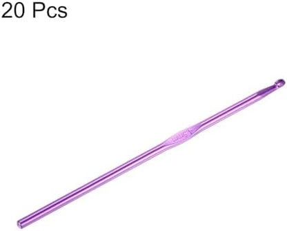 uxcell 20Pcs Aluminum Crochet Hook 4.5mm US Size 7 Knitting Needles for DIY Craft Yarn Purple - Image 3