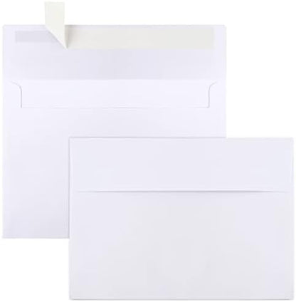 50 Packs 5x7 Envelopes, White A7 5x7 Envelopes for Invitations, Printable, Self Seal for Weddings, Photos, Postcards, Greeting Cards, Mailing by Joyberg