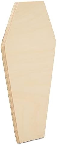 Coffin Wooden Cutout 12 x 6-1/2 Inches, 12 Unfinished Birch Wood Cutouts for Halloween Decor and DIY Crafts, by Woodpeckers - Image 2