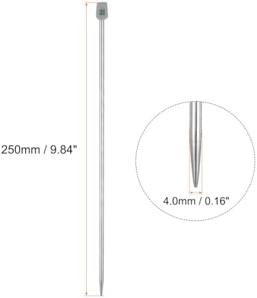 uxcell 2Pcs 4mm(G) Single Pointed Knitting Needles Stainless Steel 9.84 Inches Length Metal Weaving Tool for Handmade Projects DIY Knitting - Image 2