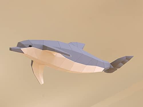 Dolphin Paper Sculpture,Pre-cut DIY Papercraft Kit,Handmade Sea Animal Figurine, Color,Low Poly Home Decor,All Accessories Included - Image 5
