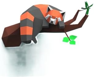 Red Panda Sleeping in a tree Paper Sculpture,Pre-cut DIY Papercraft Kit,Handmade Wild Animal Figurine,3D Paper Art,Low Poly Home Decor,All Accessories Included,DIY Teens Gift by Handmade