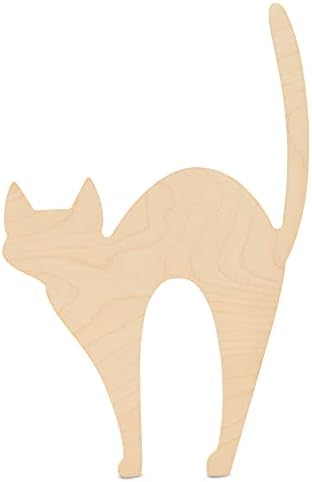 Spooky Cat Wooden Cutout 12 x 8 Inches, 6 Unfinished Birch Wood Animal Cutouts for Halloween Decor and DIY Crafts, by Woodpeckers by Woodpeckers