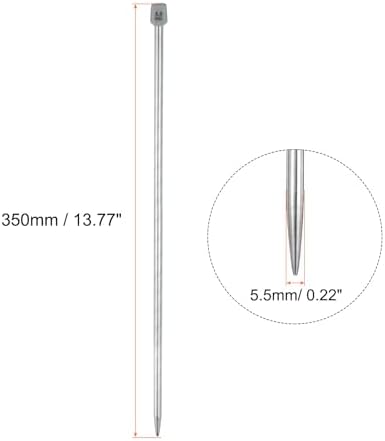 uxcell 2Pcs 5.5mm(I) Single Pointed Knitting Needles Stainless Steel 13.8 Inches Length Metal Weaving Tool for Handmade Projects DIY Knitting - Image 2
