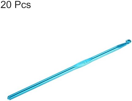 uxcell 20Pcs Aluminum Crochet Hook 5.0mm US Size H (Size 8) Knitting Needles for DIY Craft Yarn Blue - Image 3