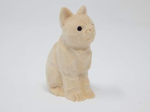 Selsela DIY Cat Wood Figurine - Unpainted Miniature Wooden Cat Sculpture, Paint-Your-Own Pet Craft Kit for Kids & Adults, Handmade Art Project Gift- Statue Sculpture - Image 3
