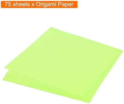 MECCANIXITY 75 Sheet Origami Paper Double Sided 8x8" Fluorescent Green - Image 3