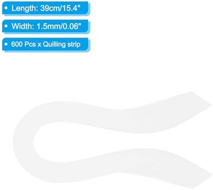 PATIKIL Quilling Strips Paper 600pcs 1.5mm 39cm Origami Paper Quilling Kits for Art DIY Hand Craft Christmas, White - Image 2