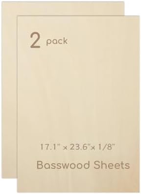 2 Pack Plywood Sheets, 17.1" x 23.6"x 1/8" Basswood Sheets by Hosifiy