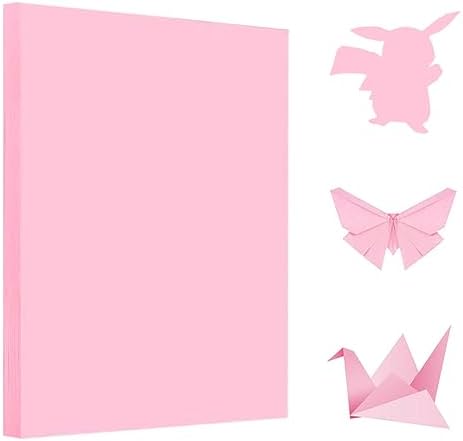 A4 Origami Paper Pink 100 Sheets, 8.27×11.7 inch Double Sided Color Easy Fold Big Origami Paper A4 Colored Copy Papers Thin 70gsm for Beginners, DIY handwork Art and Craft Projects (210 x 297 mm) by Pyrisuu