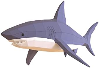 Shark Paper Sculpture,Pre-Cut DIY Papercraft Kit,Handmade Sea Animal Figurine, Color,Low Poly Home Decor,All Accessories Included by Handmade