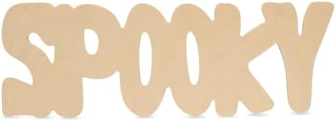 Wood Spooky Cutout 18 x 6-1/5 Inch, Pack of 3 Unfinished Wooden Cutouts for Crafting, Door Hangers, and DIY Halloween Décor, by Woodpeckers by Woodpeckers
