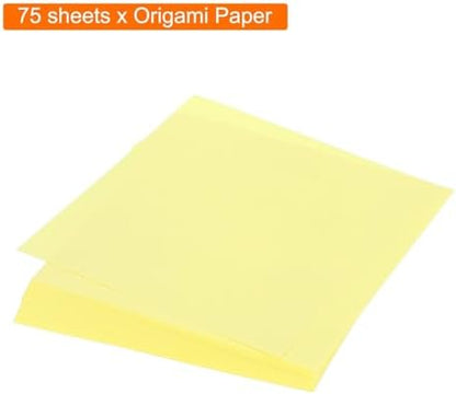 MECCANIXITY 75 Sheet Origami Paper Double Sided 3x3" Light Yellow - Image 3