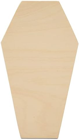 Coffin Wooden Cutout 6 x 3 Inches, 6 Unfinished Birch Wood Cutouts for Halloween Decor and DIY Crafts, by Woodpeckers by Woodpeckers