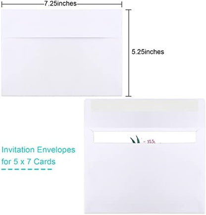 50 Packs 5x7 Envelopes, White A7 5x7 Envelopes for Invitations, Printable, Self Seal for Weddings, Photos, Postcards, Greeting Cards, Mailing - Image 2