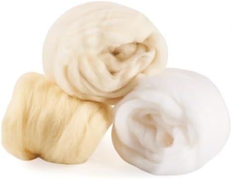 Boutigem 60G 3 Colors White Needle Felting Wool, Soft Chunky White Wool Roving for Needle Felting, Spinning Fibre Wool Roving for Beginners DIY Wool Painting Animal Crafts Supplies Material - Image 7