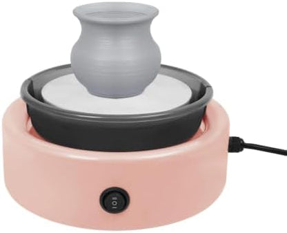 Mini Pottery Wheel Machine Complete Set, Ceramic Machine with Pedal Speed 0-160rpm, Splash-Proof Bowl, Low Noise, Removable Turntable and Splash Guard Bowl for Home Craft Room Pink by Unknown