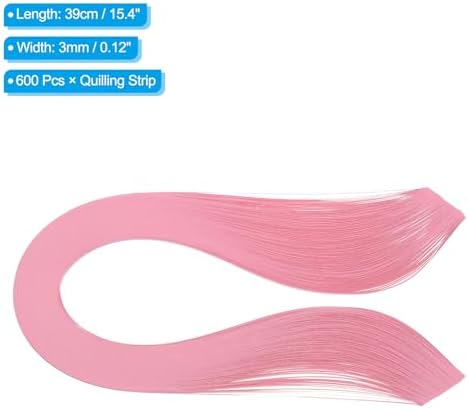 PATIKIL 600pcs Quilling Strips Paper 1/8"(3mm) 39cm Origami Paper Quilling Strip for Art DIY Hand Craft Christmas, Pink - Image 2