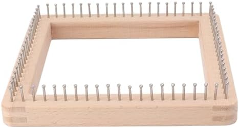 Crochet Blocking Board, 7.7in Mini Knitting Machine with Multiple Hooks, Solid Wooden Crochet Board DIY Square Knitting Tool for Mat, Scarf, Sock (Large) by BAFOVY