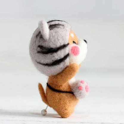 MOPFOL Needle Felting Kit 4 Styles - DIY Wool Craft with Foam Pad, Felting Needles & Accessories for Animal Doll Making(Cat Shiba Inu) - Image 7