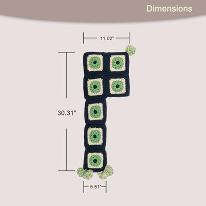 Noocro Complete Crochet Kit for Pom-Pom Granny Square Scarf Hood, DIY Yarn Kit, Detailed Instructions, Step by Step Video Tutorial, Beginner-Friendly, Intermediate Crocheter Craft Set (Navy Moss) - Image 2