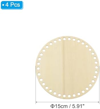 PATIKIL 6" Diameter Crochet Basket Bottom Wood Color 4Pcs - Image 2