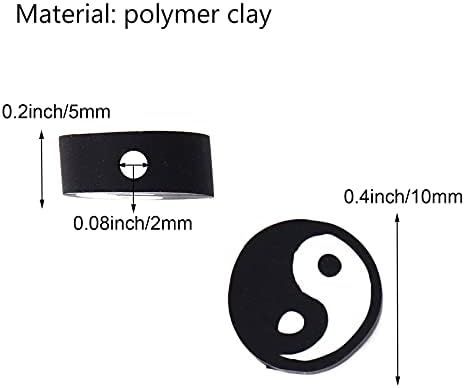 100pcs Black Yin Yang Polymer Clay Spacer Beads for Women Jewelry Making DIY Bracelet Necklace Hair Clip Accessories (Black Yin Yang) - Image 3