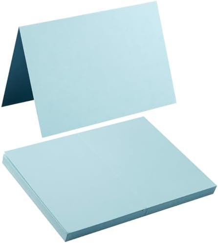 50 Pack Blank Folded Cardstock Cards, Light Blue, 4x6 by Toperd