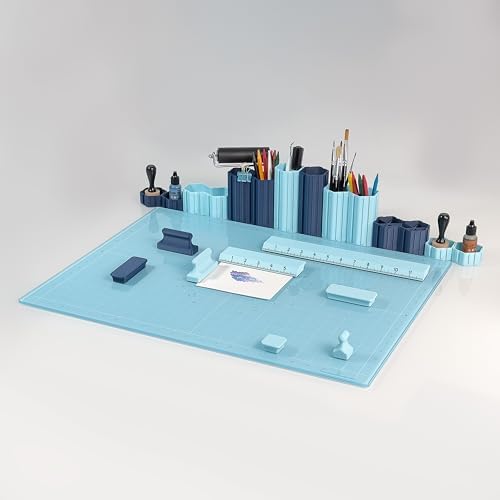 GLASSBOARD STUDIO Glass Craft Mat - Magnetic, Heat & Scratch Resistant - For Crafting, Cutting, Painting, Mixed Media Artwork - Grid Lines, Non-Slip Rubber Feet (Ice 18"L x 24"W) - Image 4