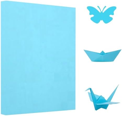 A4 Origami Paper Light Blue 100 Sheets, 8.27×11.7 inch Double Sided Color Easy Fold Big Origami Paper A4 Colored Copy Paper Thin 70gsm for Beginners, DIY handwork Art and Craft Projects (210 x 297 mm) by Pyrisuu