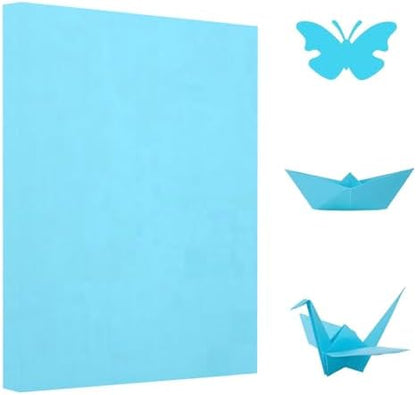A4 Origami Paper Light Blue 100 Sheets, 8.27×11.7 inch Double Sided Color Easy Fold Big Origami Paper A4 Colored Copy Paper Thin 70gsm for Beginners, DIY handwork Art and Craft Projects (210 x 297 mm) by Pyrisuu